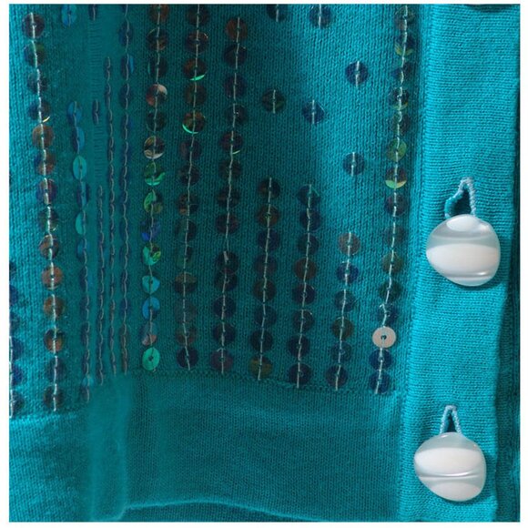 NWOT Carol Patterson Knits 2X Embellished Sweater Ombre Linen Cotton Cardigan - Picture 6 of 6